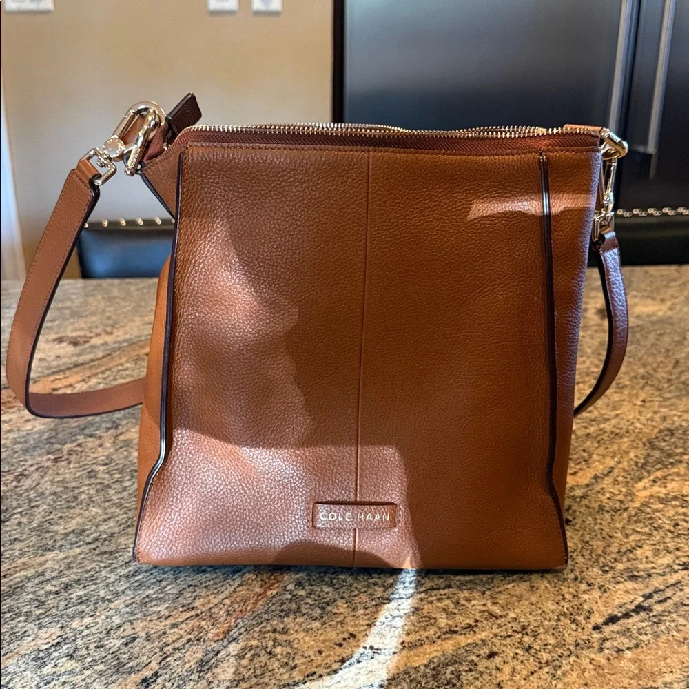 Tan Leather Cole Haan Crossbody Bag - Picture 2 of 4